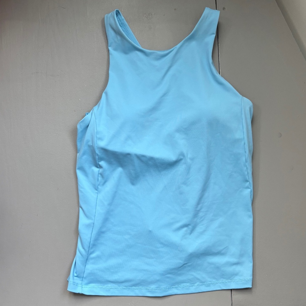 EUC Athleta Lightning Support Top Robin’s Egg Blue Novella Blue S Yoga Pilates - Picture 2 of 8